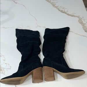 Steve Madden Saantos Black Suede Knee-High Slouchy Boots | 9
